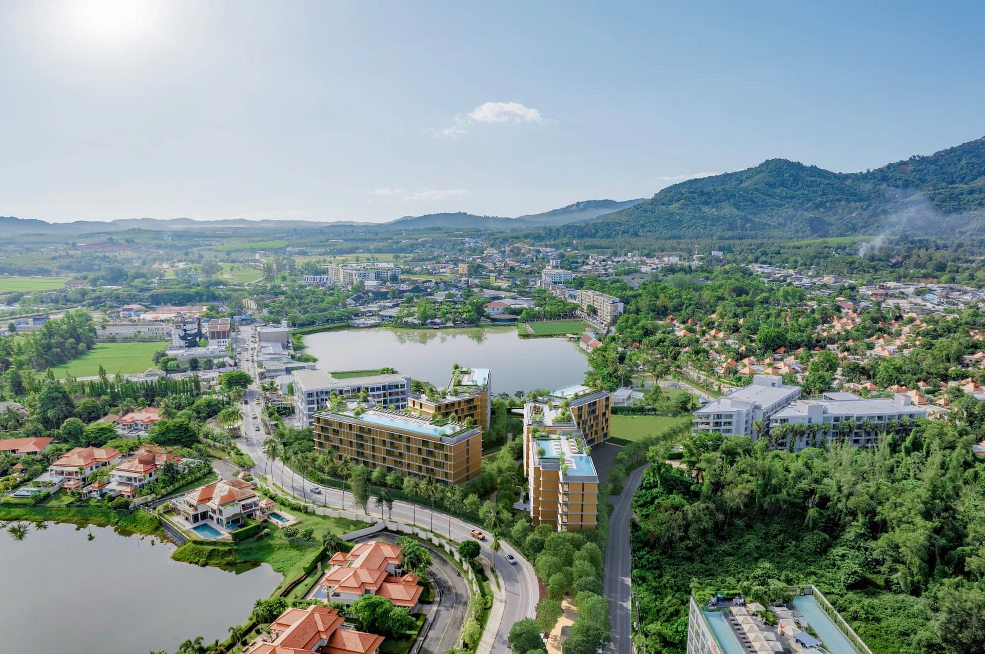 The estate and Bang Tao Bay from above